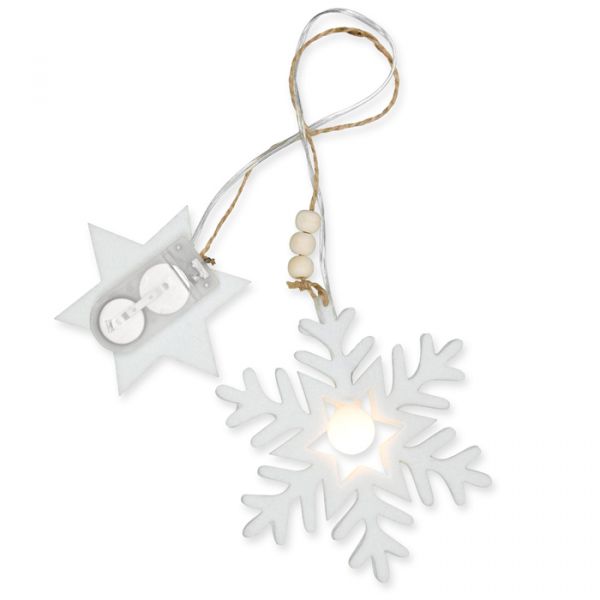 LED-Hänger "Eiskristall" mit Holzperlen und Jutekordel 61679 white Hauptbild Detail