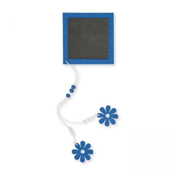 Tafel-Hänger mit Filzblüten Yarnstring und Holzperlen sky blue Hauptbild Detail