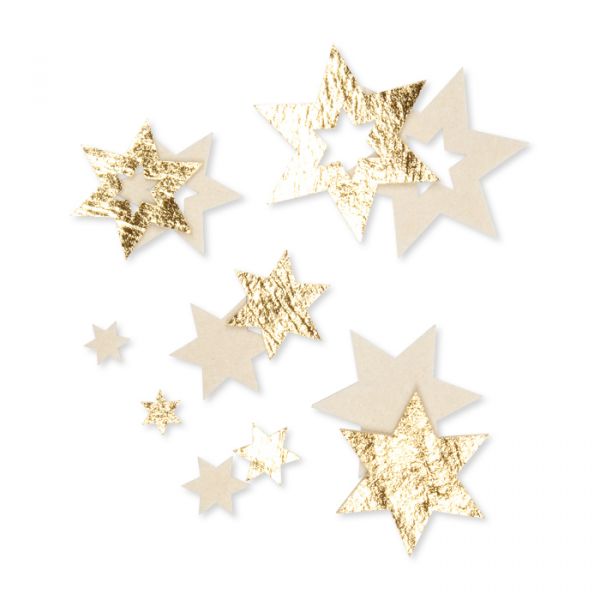 Filz-Sortiment "Sterne" mit einseitigem Metallic-Foliendruck 6 Formen im Set 61904 cream/gold Hauptbild Detail