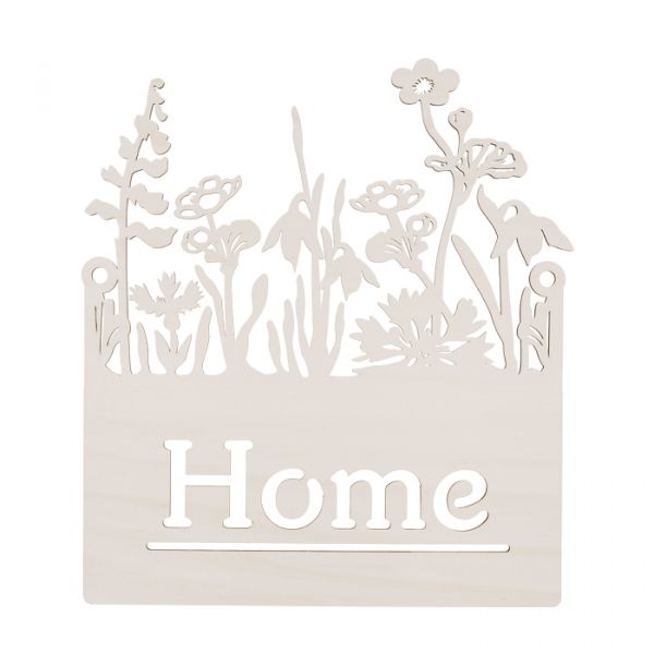 Holz-Schild "Home" mit Löchern zum Aufhängen Laser Cut white Hauptbild Detail