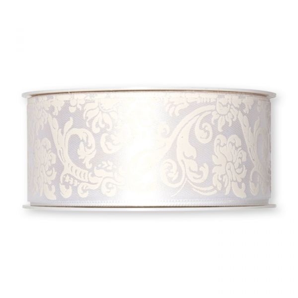 Satin-Druckband "Ornament" white Hauptbild Detail