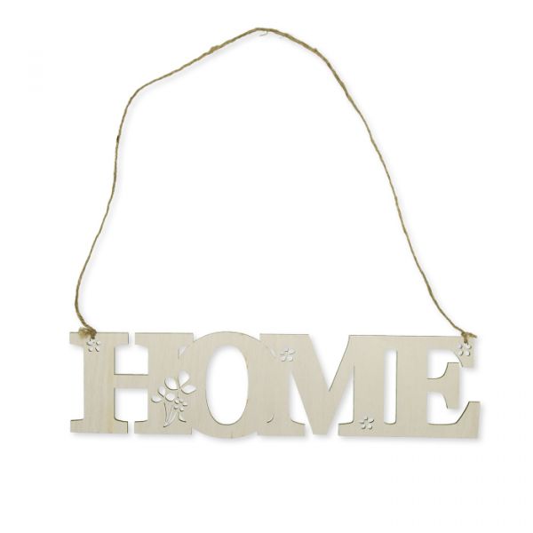 Holz-Schild "HOME" mit Jutekordel 62353 white Hauptbild Detail