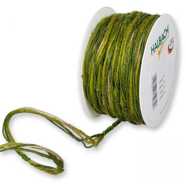 Materialmix-Kordel Jutekordeln, Jutegarn, Acetatgimpe / drahtverstärkt 6308 moss green/gras green/natutal Hauptbild Listing