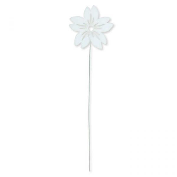 Drahtstecker "Filz-Blüte" 63105 white Hauptbild Detail