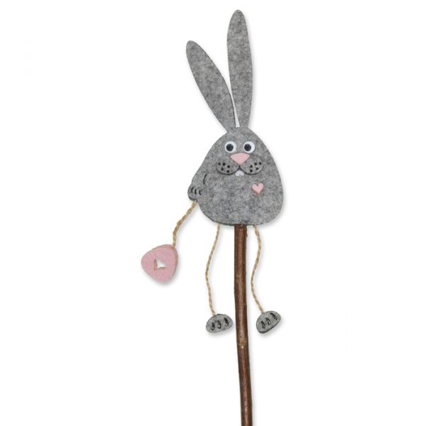 Naturholz-Stecker "Osterhase" 63138 light grey/light rose Hauptbild Detail