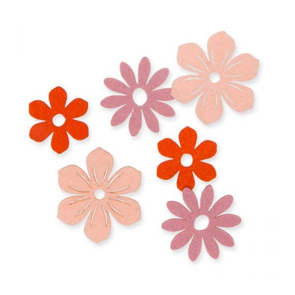Filzsortiment "Blüten" 3 Farben, Formen und Größen im Set orange/dusky pink/apricot Hauptbild Listing