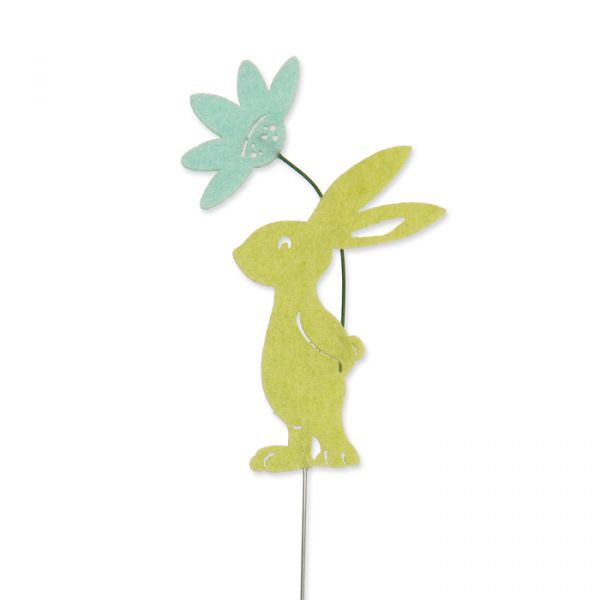 Drahtstecker "Hase mit Blüte" 63194 pale green Hauptbild Detail