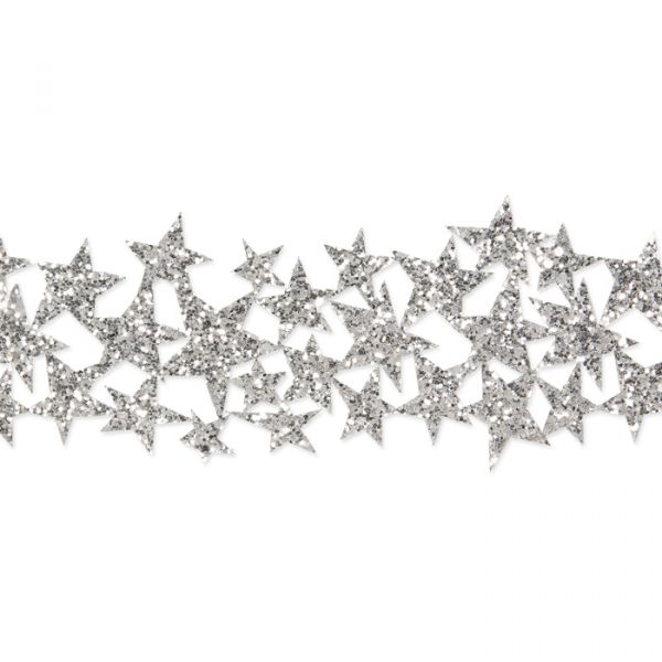 Glitterband "Sterne" 63240 silver Hauptbild Detail