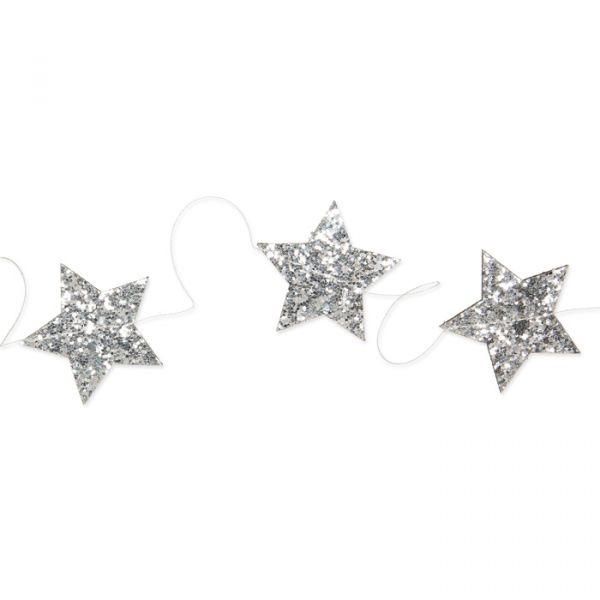 Glitter-Girlande "Sterne" silver Hauptbild Detail