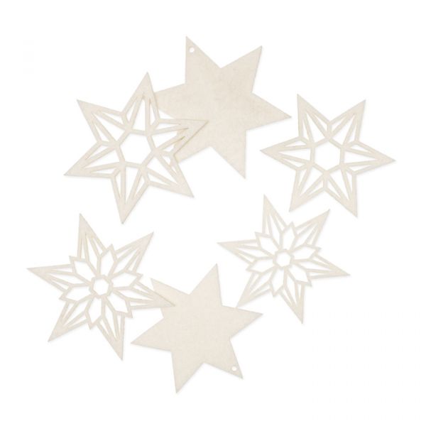 Filzsortiment "Sterne" 3 Formen und 2 Größen im Set cream Hauptbild Listing