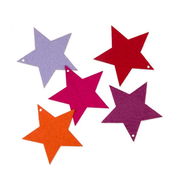 Filzsortiment "Sterne" 5 Farben im Set red/purple/orange/violet/lavender Hauptbild Listing