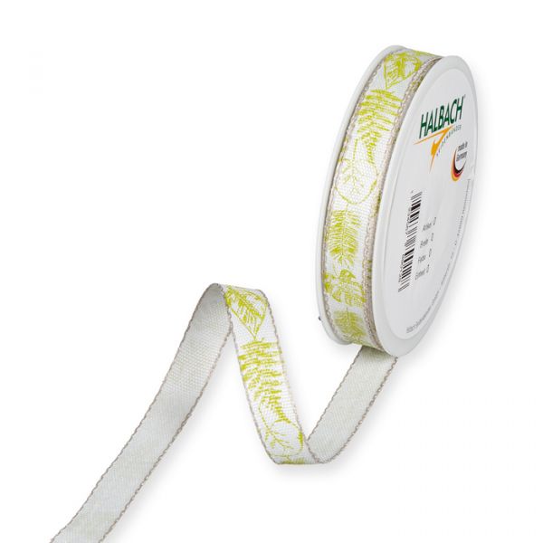 Druckband "Blätter" 633 white/green/linen Hauptbild Listing