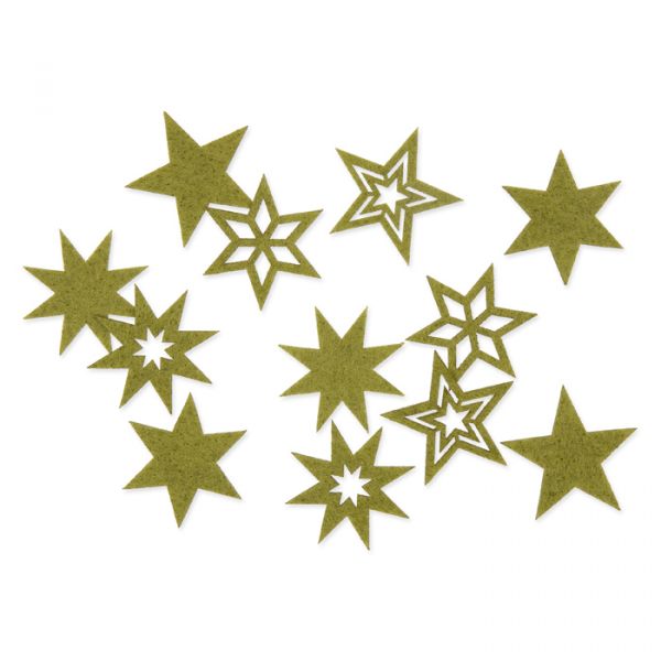 Filzsortiment "Sterne" 6 Formen im Set olive green Hauptbild Listing