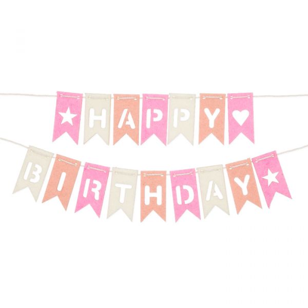 DIY Set Wimpel-Girlande "HAPPY BIRTHDAY" 63535 rose/apricot/cream Hauptbild Listing