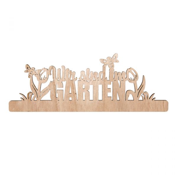 Holz-Schriftzug "Wir sind im GARTEN" 63651 natural Hauptbild Detail