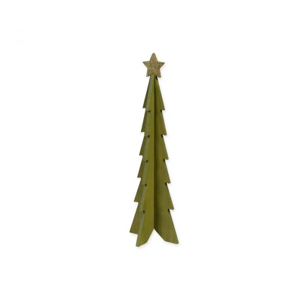 Holz-Aufsteller "Baum" mit Stern olive green/gold Hauptbild Detail