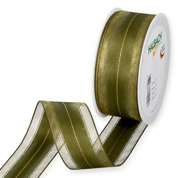 Dekorationsband "Materialmix" 6420 olive green/gold Hauptbild Listing