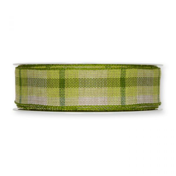 Karoband "Baumwoll-Optik" 6510 natural/green/moss green Hauptbild Detail