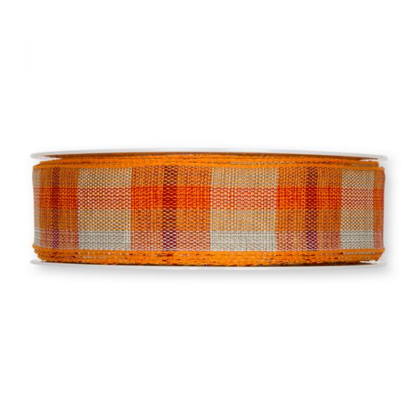 Karoband "Baumwoll-Optik" 6510 natural/orange/dark orange Hauptbild Detail