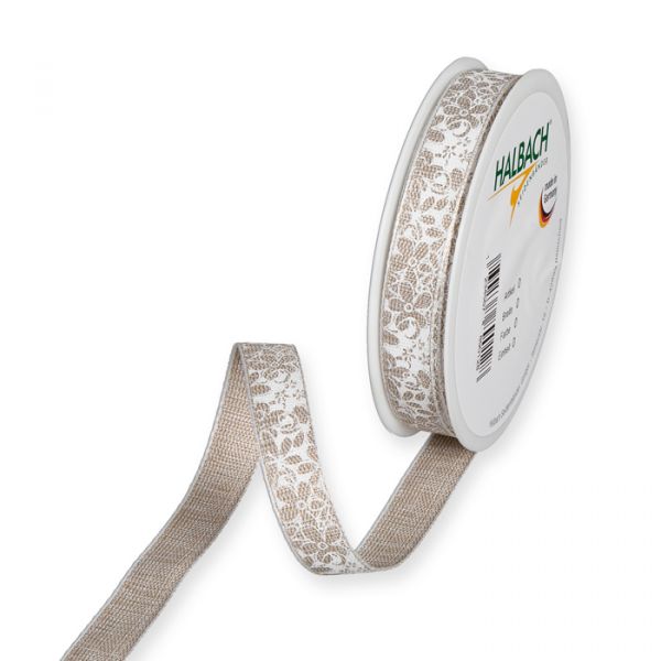 Druckband "Blumen" 653 linen/white Hauptbild Listing