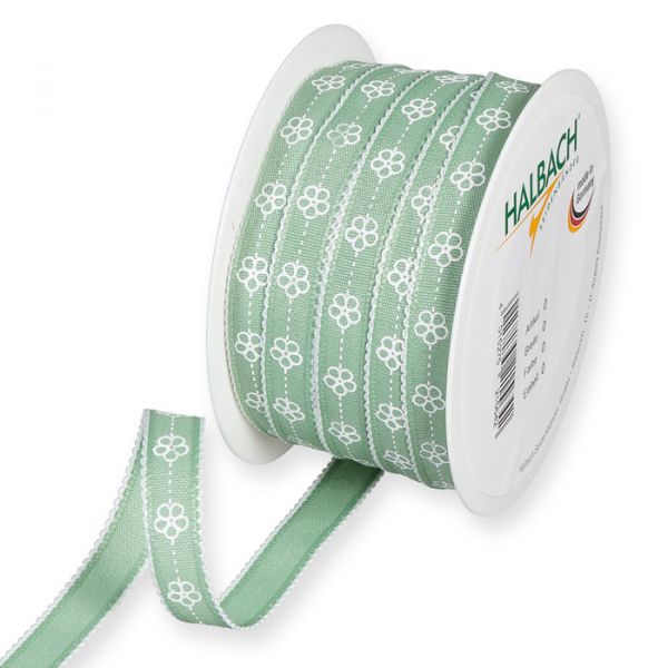 Druckband "Blümchen" Baumwoll-Optik / feine Bogenkanten 659 mint/white Hauptbild Listing