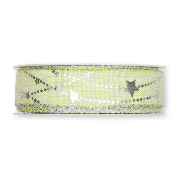 Druckband "Sterne" 685 pale green/silver Hauptbild Detail