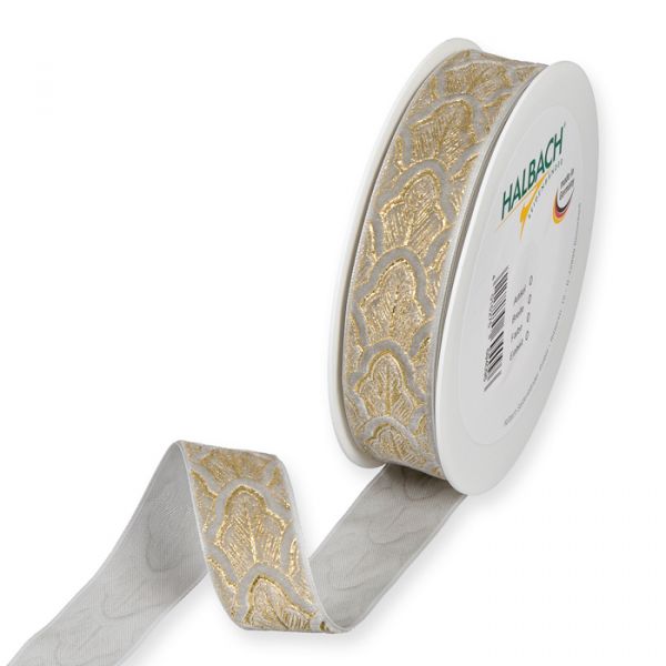 Samt-Druckband "Ornament" 689 light grey/gold Hauptbild Listing