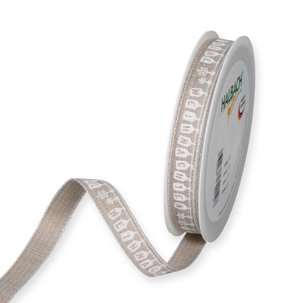 Druckband "FROHE WEIHNACHTEN" 696 linen/white Hauptbild Listing