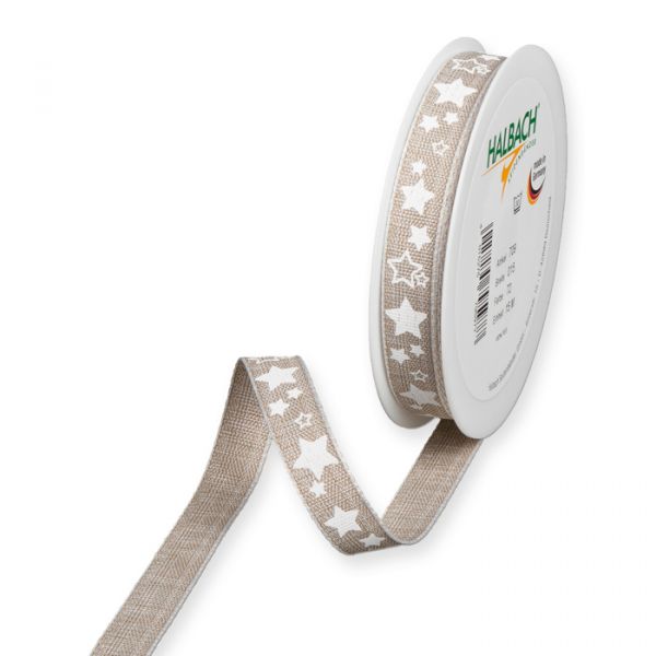 Druckband "Sterne" mit Leinenkanten / meliert 709 linen/white Hauptbild Listing