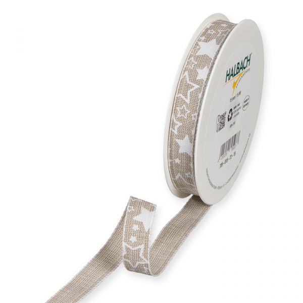 Druckband "Sterne" mit Leinenkanten / meliert 709 linen/white Hauptbild Listing
