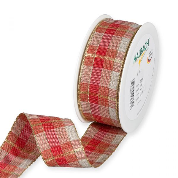 Karoband mit Lurex-Akzenten 7205 red/natural/gold Hauptbild Listing