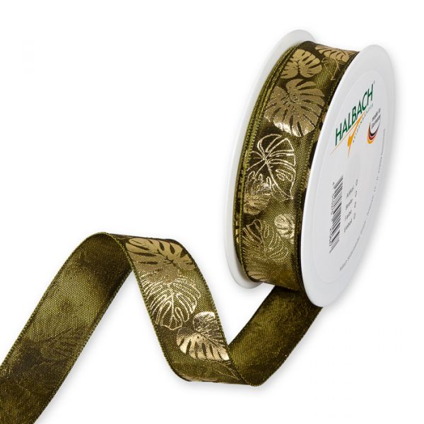 Druckband "Monstera" 728 olive green/gold Hauptbild Listing