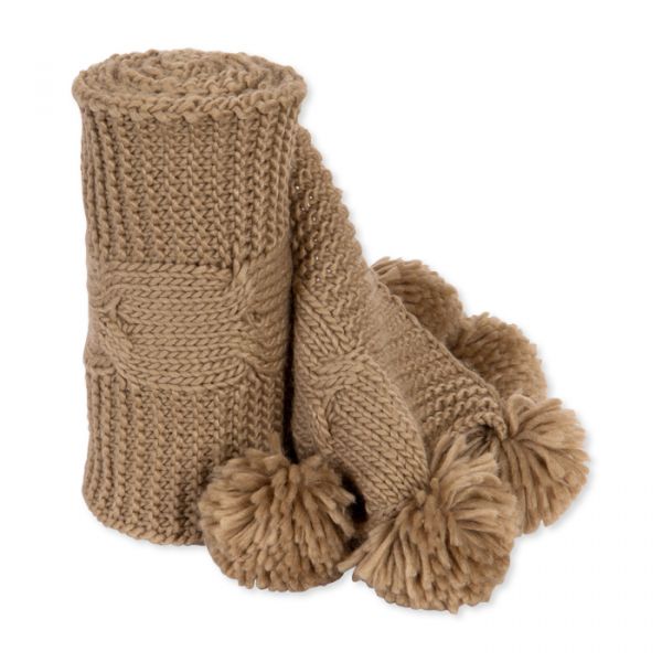 Deko-Strickband Zopfmuster mit Bommeln 73132 mud brown Hauptbild Detail