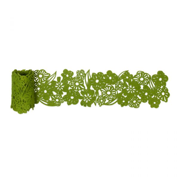 Filzband / Tischdeko "Blüten" grass green Hauptbild Detail