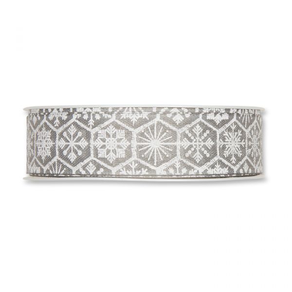 Druckband "Schneesterne" 742 grey/white Hauptbild Detail