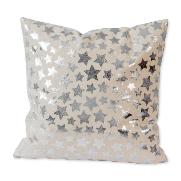 Leinen-Kissen mit Metallic-Druck "Sterne" 74410 linen/silver - stars Hauptbild Detail