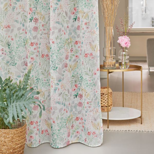 Halbtransparenter Vorhang "Aquarell-Blüten" 74790 blossoms Hauptbild Detail