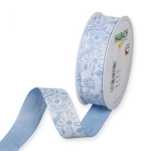 Druckband "Blüten" 748 sky blue/white Hauptbild Listing