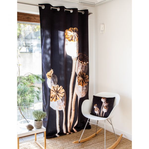 Samt-Vorhang "Mohnkapseln" /  "Digital Motivdruck 74854 poppy capsules Hauptbild Detail