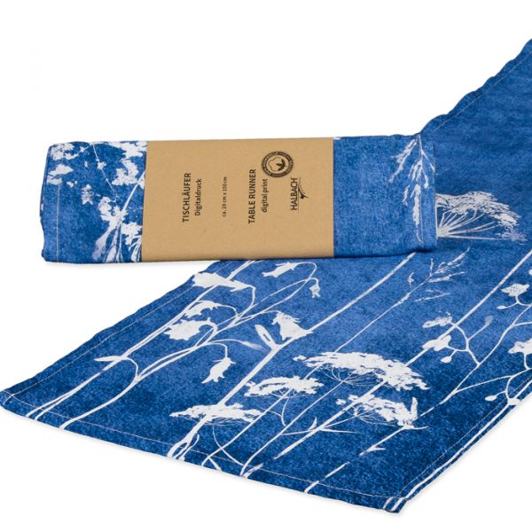 Baumwoll-Tischläufer "Blaudruck" ,Cyanotypie 74913 washed denim blue print Hauptbild Listing