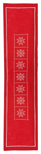 Tischläufer mit Stickerei "Schneeflocke" 80%Polyester 20% Leinen   Farbe 77 100 % Polyester 75109 red/white Hauptbild Detail