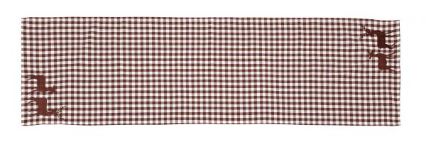 Karo-Tischläufer mit Stickerei "Weihnachten" 100% Polyester 75111 brown/white Hauptbild Detail