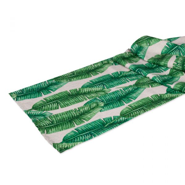 Tischwäsche mit Motivdruck "Blätter"in Leinen-Optik linen/green Hauptbild Detail