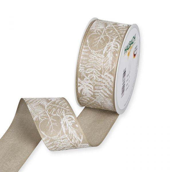 Druckband "Blätter" 782 linen/white Hauptbild Listing