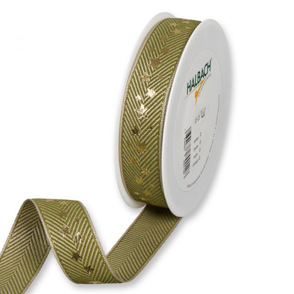 Druckband "Sterne" 788 olive green/linen/gold Hauptbild Listing