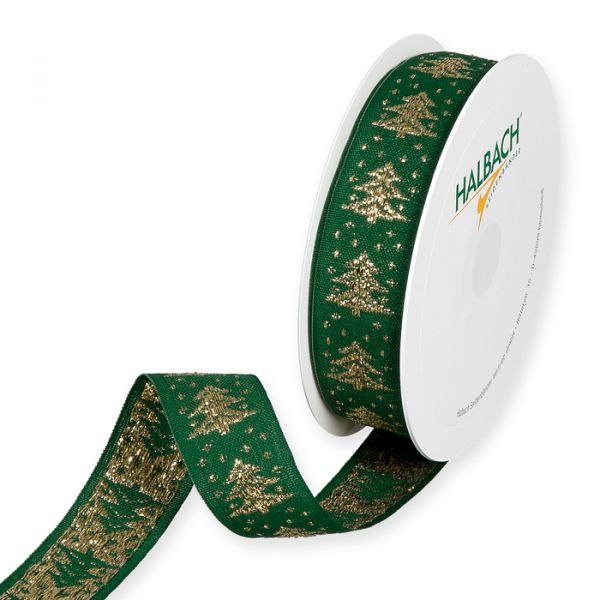Lurexband "Weihnachtsbäume" 8117 fir green/gold Hauptbild Listing