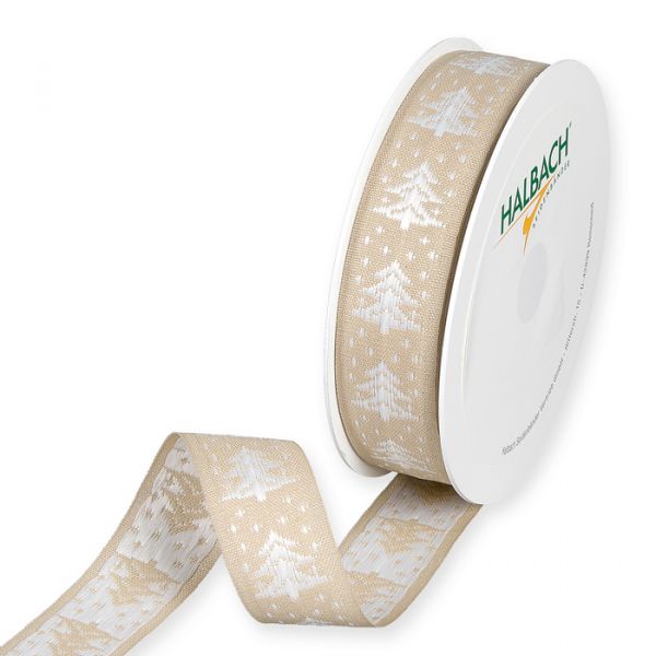 Weihnachtsband "Tannenbäume" 8118 natural/white Hauptbild Listing