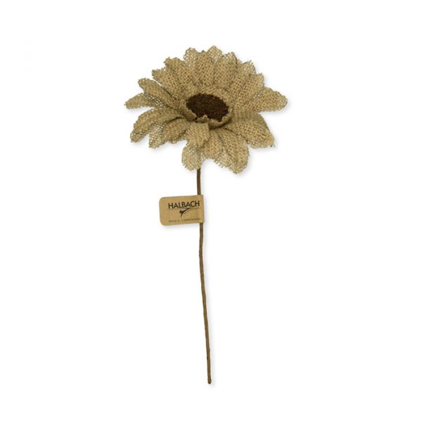 Jute-Blüte "Gerbera" mit biegsamen Drahtstengel 83423 natural Hauptbild Detail