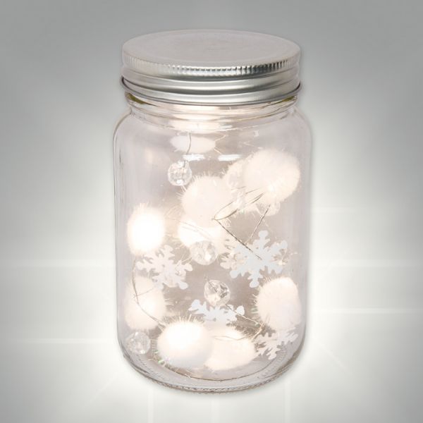 Befüllbares LED-Glas "Pompons" mit Schraubverschluss 85306 white - bobbles Hauptbild Detail