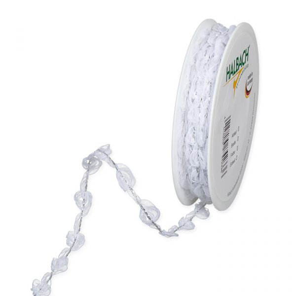 Organza-Rosenlitze mit Lurex-Akzenten 8749 white/silver Hauptbild Listing